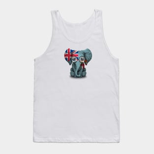 Baby Elephant with Glasses and Fiji Flag Tank Top